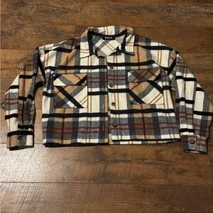 Plaid Jacket - Beige, Black, Red